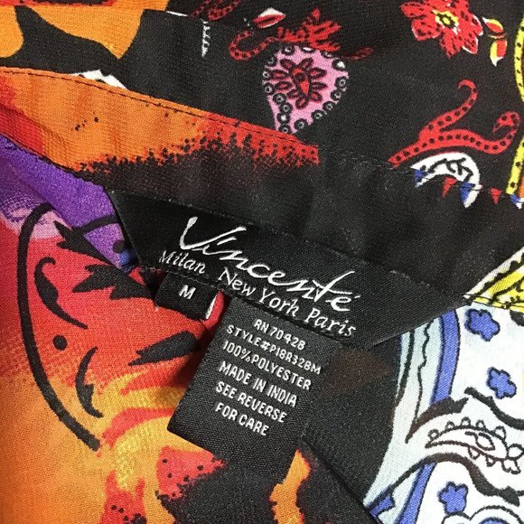 Bright Colored Floral Button Front Top, size M - Picture 7 of 8